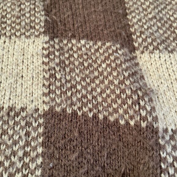 HEIMISH Womens Brown Plaid Open Duster Cardigan Heavy M/L Oversized Sweater Knit - Picture 3 of 5